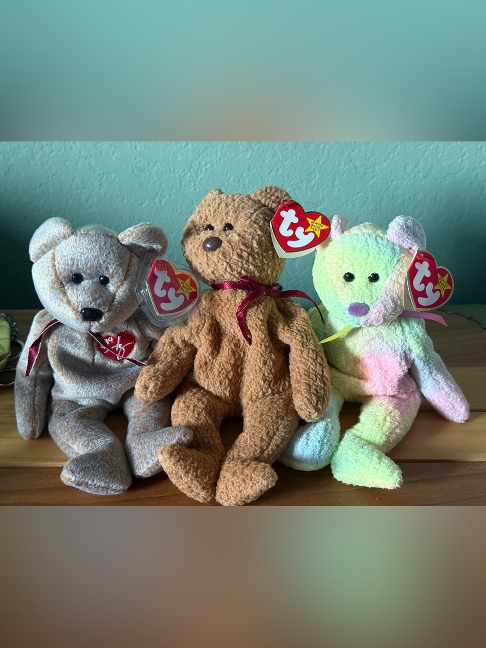 Vintage Ty Beanie Babies Curly Groovy Signature Bear Date Tag Error Lot